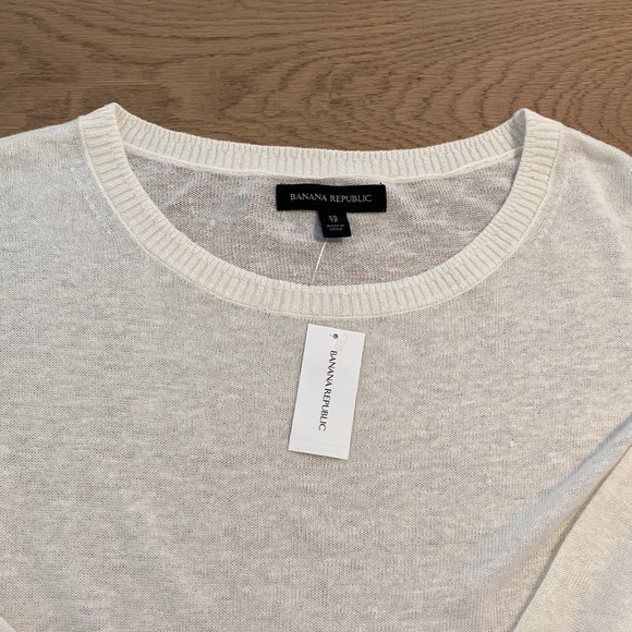 Banana Republic Cait Linen Blend Long Sleeve Top. White. XS. NWT. - Picture 4 of 14